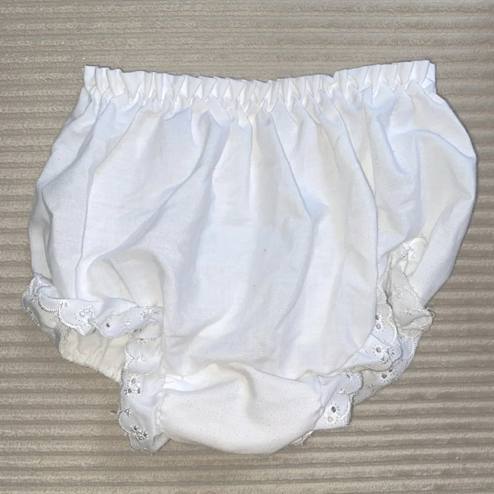 White w/ Eyelet Trim Bloomers Diaper Cover